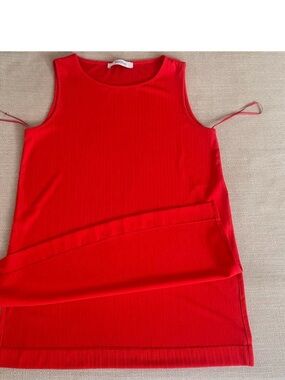 MaxMara Red Sleeveless Ribbed Knit Dress
